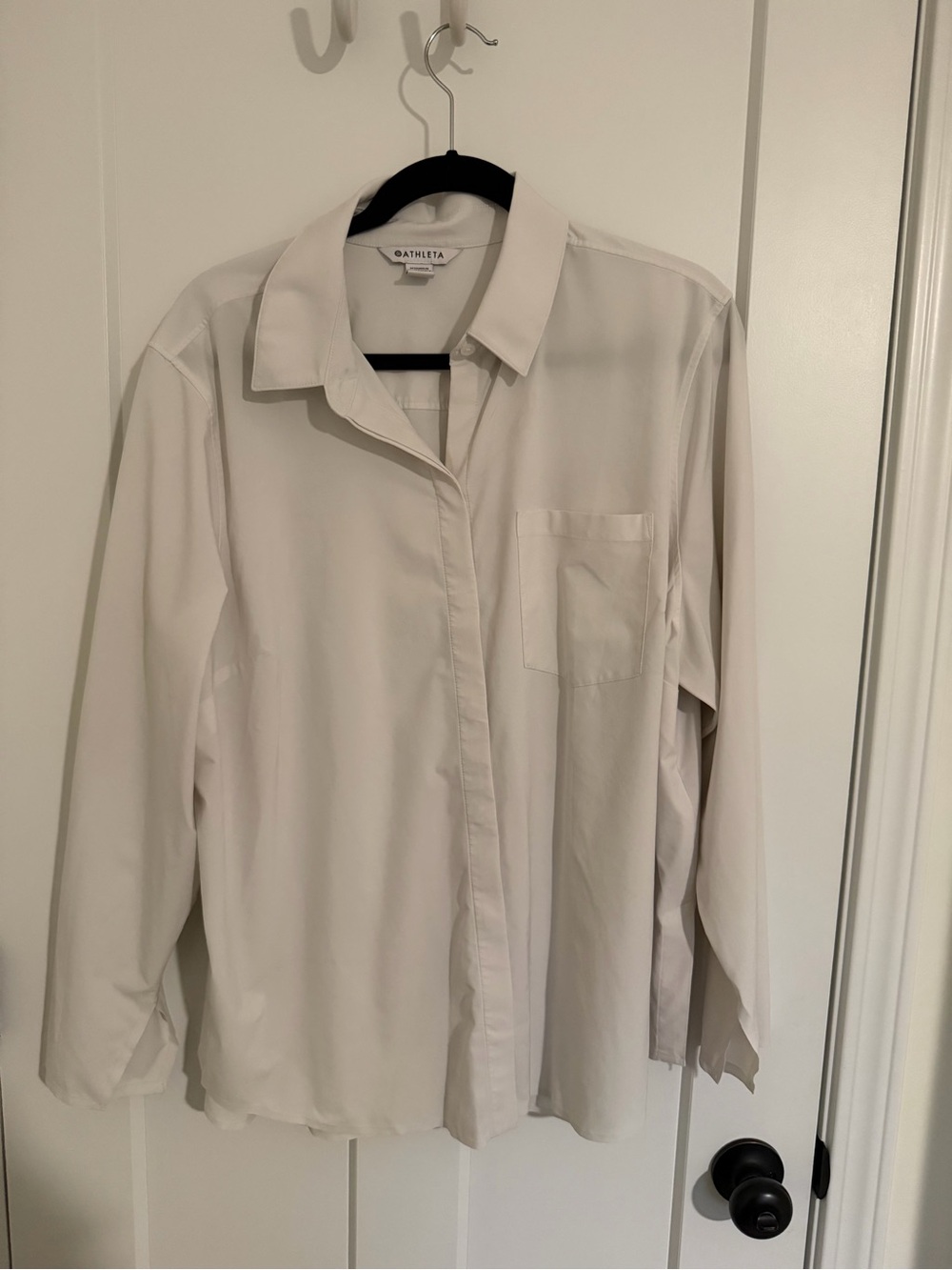 Athleta Cream Collared Button-Front Top